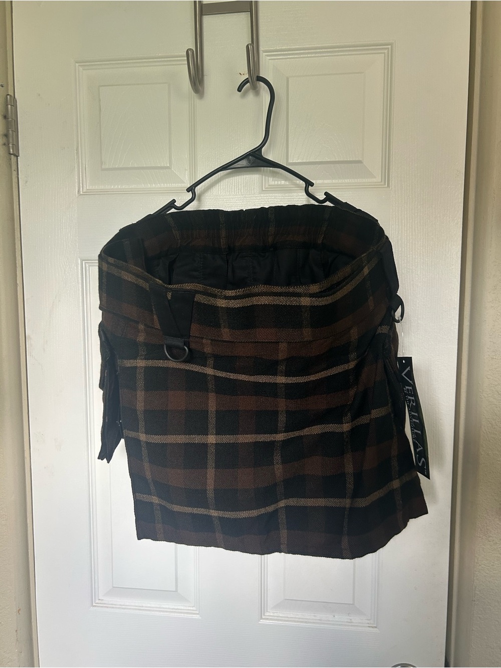 Verillas Brown and Black Plaid Mini Kilt-size Large (fits like an XL)